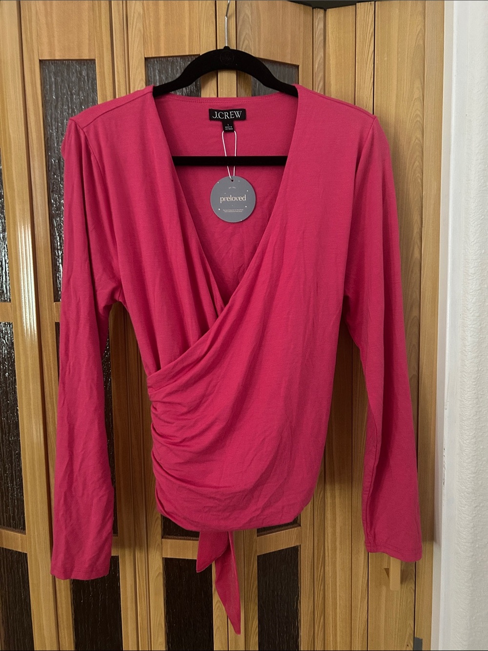 J. Crew Pink Wrap-Front Long Sleeve Blouse
